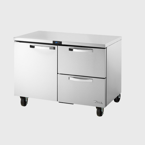 Spec Series Undercounter Refrigerator 48-3/8"Width (1) Solid Hinged Door & (2) Solid Drawers with Stainless Steel Exterior