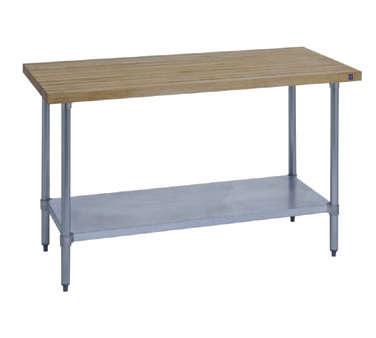 Duke Work Table 1-3/4" Thick x 36"W x 48"L x 36"H Brown Maple HardWood Galvanized Steel With Adjustable UnderShelf