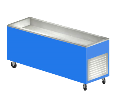 Duke Salad Bar 88"W x 24-1/2"D x 36"H Blue Stainless Steel Top Brass Drain Paint Grip Steel Body With Removable Grille On End