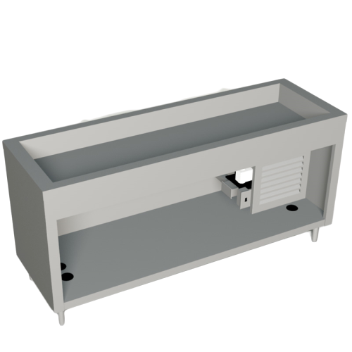 Duke AeroServ™ Cold Pan 74"W x 24-1/2"D x 36"H Stainless Steel Top & Body Brass Drain With Adjustable Feet