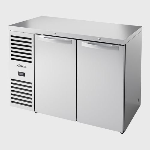 True Premier Bar Two-Section Refrigerated Back Bar Cooler 48"Width (2) Solid Hinged Doors with Stainless Steel Exterior