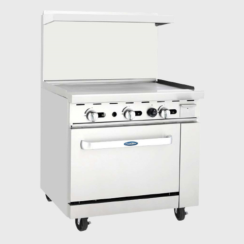 Atosa Stainless Natural Gas Range Griddle Top And One Oven 36"W