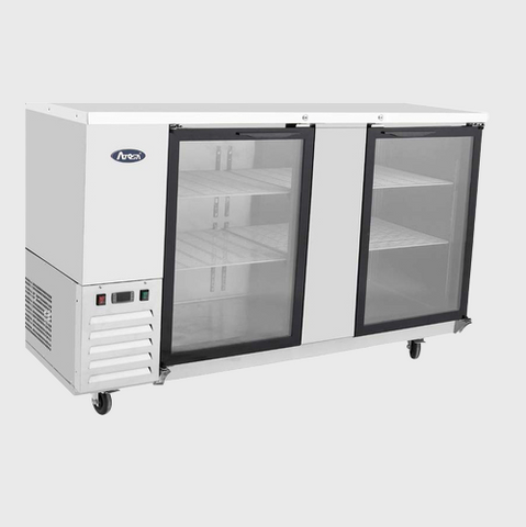 Atosa Stainless Two Glass Door Refrigerated Shallow Depth Back Bar Cooler 69" W