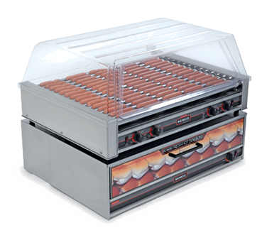 superior-equipment-supply - Nemco Inc - Nemco Roll-A-Grill Aluminum and Stainless Steel Construction Hot Dog Grill With 16 Chrome Rollers and 75 Hot Dog Capacity