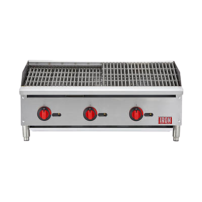 Iron Range Three Burner Natural Gas Countertop Radiant Charbroiler 36"W Stainless Steel