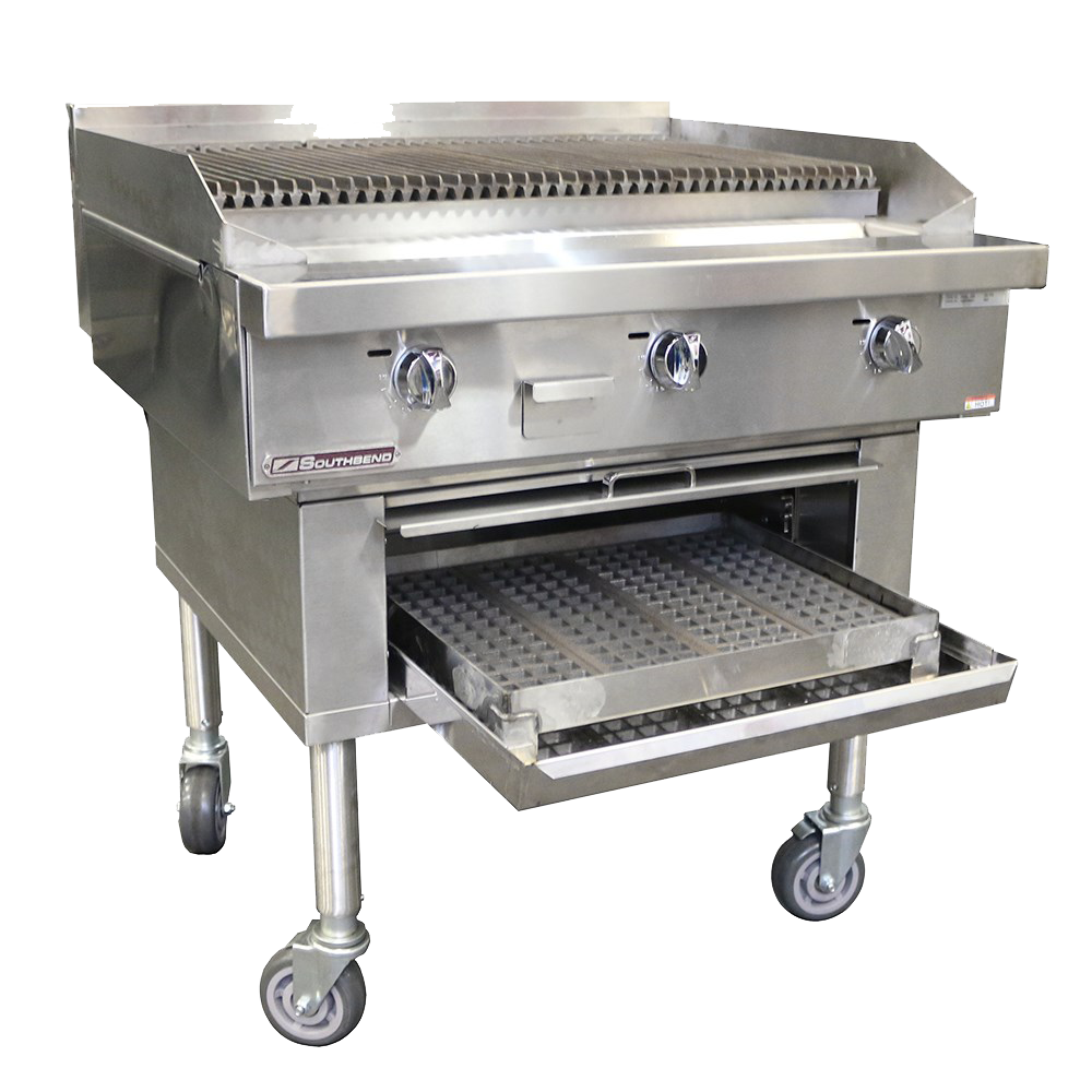 Southbend Stainless Steel Gas 36" Wide Wood Charbroiler with Manual Controls and Grates