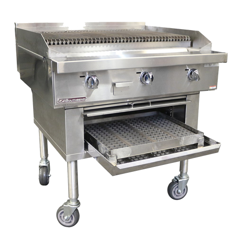 Southbend Stainless Steel Gas 36" Wide Wood Charbroiler with Manual Controls and Grates