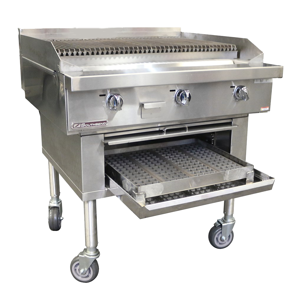 Southbend Stainless Steel Gas 48" Wide Wood Charbroiler with Manual Controls and Grates and Drip Tray