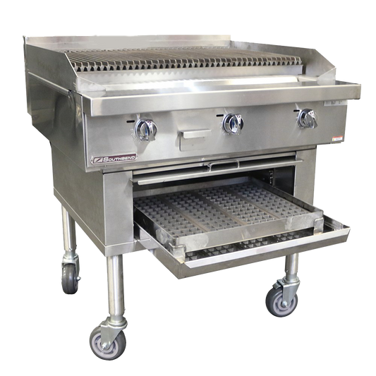 Southbend Stainless Steel Gas 48" Wide Wood Charbroiler with Manual Controls and Grates and Drip Tray