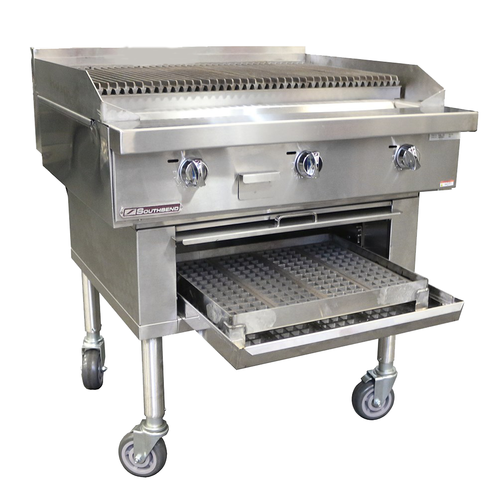 Southbend Stainless Steel Gas 60" Wide Wood Charbroiler with Grates and Manual Controls and Drip Tray