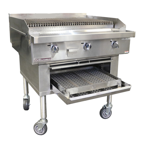 Southbend Stainless Steel Gas 60" Wide Wood Charbroiler with Grates and Manual Controls and Drip Tray