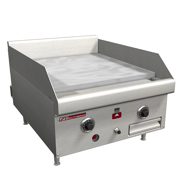 Southbend Stainless Steel Gas 18" Wide Countertop Griddle with 1" Steel Plate and Thermostatic Controls and Splash Guard