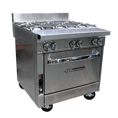 Southbend Stainless Steel Gas 32" Wide Heavy Duty Range with Manual Controls (6) Open Burners