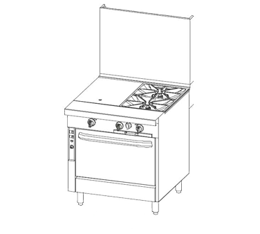 Southbend Stainless Steel Heavy Duty Gas 32" Wide Range with 16" Griddle and 1" Thick Plate and Manual Controls