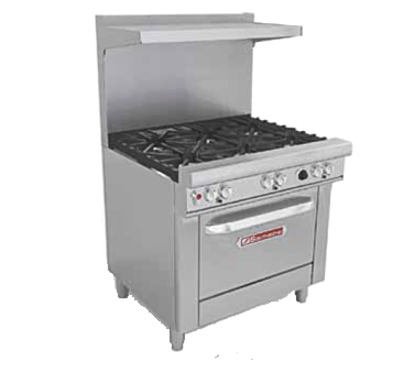 Southbend Stainless Steel Gas 36" Wide Restaurant Range with (2) Burners and 24" Charbroiler