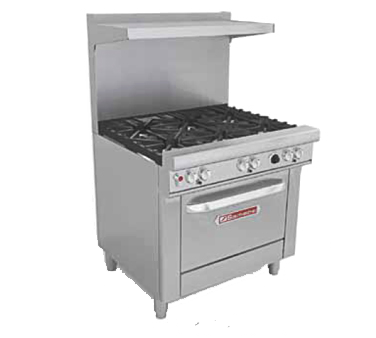 Southbend Stainless Steel Gas 36" Wide Restaurant Range with (2) Burners and 24" Griddle and Thermostatic Controls