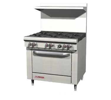 Southbend Stainless Steel Gas 36" Wide Restaurant Range with (6) Burners and Thermostat and Cast Iron Grate