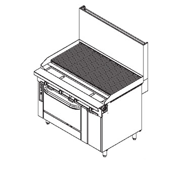 Southbend Stainless Steel Heavy Duty Gas 48" Wide Range Charbroiler with Cast Iron Grates and 12" Cabinet