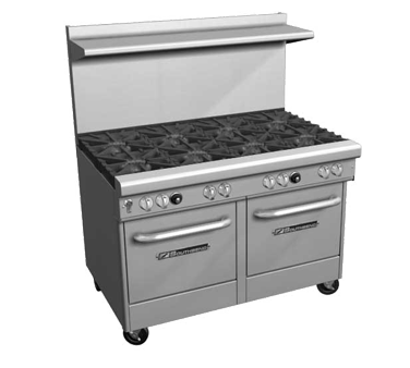 Southbend Stainless Steel Gas 48" Wide Restaurant Range with (2) Burners and 36" Charbroiler