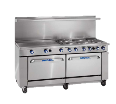 superior-equipment-supply - Imperial - Imperial Stainless Steel Six Round Elements Thermostatic Griddle Two Convection Ovens 72" Wide Electric Range