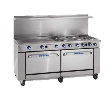 superior-equipment-supply - Imperial - Imperial Stainless Steel Four Round Elements Electronic Thermostat Convection Oven 72" Wide Electric Range
