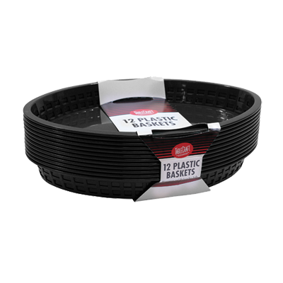 superior-equipment-supply - Tablecraft Products Co - Tablecraft Cash & Carry Black Polypropylene Texas Baskets 12-3/4" x 9-1/2" x 1-1/2" - 12 Pack