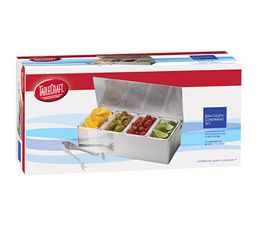 superior-equipment-supply - Tablecraft Products Co - Tablecraft Cash & Carry Stainless Steel Four Compartment Bar Caddy Set