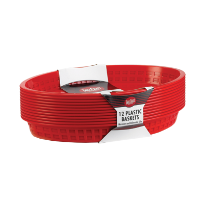 superior-equipment-supply - Tablecraft Products Co - Tablecraft Cash & Carry Red Polypropylene Texas Basket 12-3/4" x 9-1/2" x 1-1/2" - 12 Pack