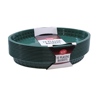 superior-equipment-supply - Tablecraft Products Co - Tablecraft Cash & Carry Forest Green Polypropylene Texas Basket 12-3/4" x 9-1/2" x 1-1/2"1-1/2" - 12 Pack