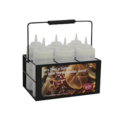 superior-equipment-supply - Tablecraft Products Co - Tablecraft Cash & Carry Black Powder Coated Six Compartment Squeeze Bottle Caddy