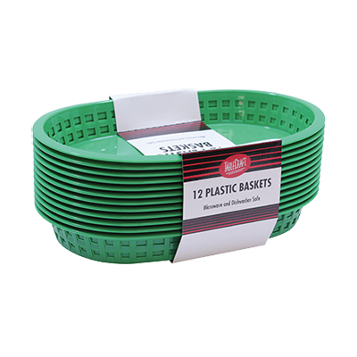 superior-equipment-supply - Tablecraft Products Co - Tablecraft Cash & Carry Chicago Plastic Green Baskets 10-5/8" x 7" x 1-1/2" - 12 Pack