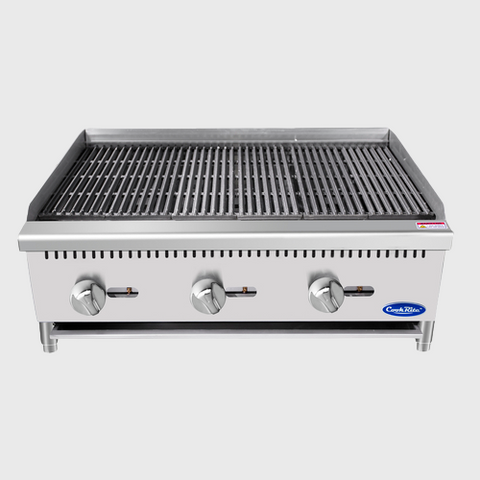 Atosa Stainless Three Burner Countertop Gas Charbroiler 36"W