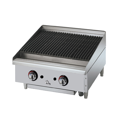 Star-Max® Lava Rock Charbroiler Natural Gas Countertop 24"W Cast Iron 80,000 BTU