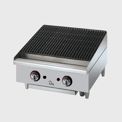 Star Stainless Steel Natural Gas Countertop Charbroiler Manual Controls 24"W