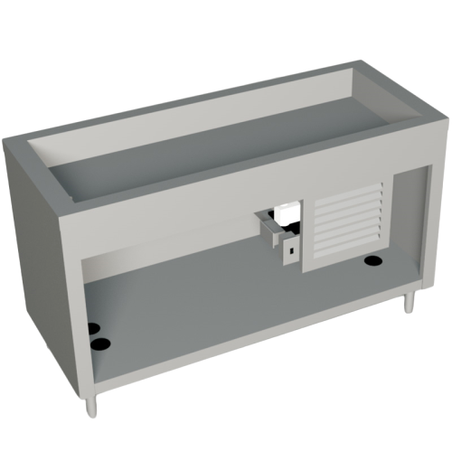 Duke AeroServ™ Cold Pan 60"W x 24-1/2"D x 36"H Stainless Steel Top Paint Grip Steel Body Brass Drain With Adjustable Feet