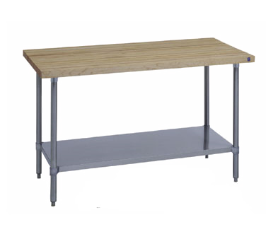 Duke Work Table 1-3/4" Thick x 24"W x 48"L x 36"H Brown Maple HardWood Stainless Steel With Adjustable UnderShelf