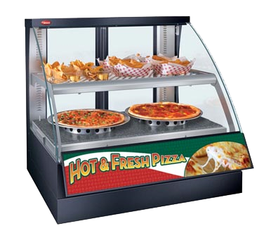 Hatco Flav-R-Savor® Countertop Curved Glass Heated Display Case With Humidity 34.38"W Double Shelf Stainless Steel
