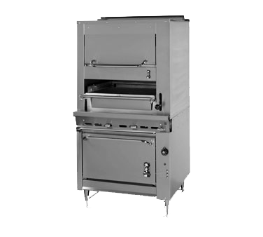Montague Stainless Steel Infrared Deck Broiler Oven Base and Upper Warming Oven 36" Wide Gas With Black Top & Sides