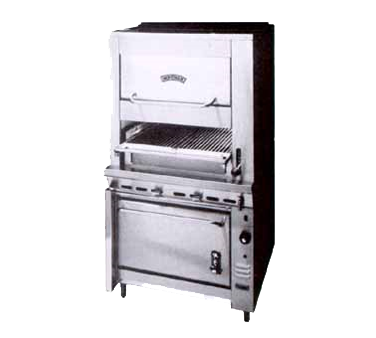 Montague Stainless Steel Infrared Deck Adjustable Gas Broiler & Convection/Warming Oven 36" with Black Sides and Top