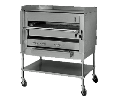 Montague Stainless Steel Infrared Gas Deck Adjustable Broiler 36" with Thick Plate on Top with Side and Backsplash and Black Sides