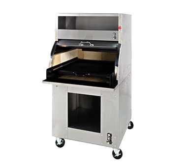 Montague Stainless Steel Charcoal Broiler 30" Wide with Painted Sides and Warming Shelf and Hood