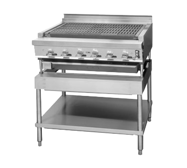 Montague Stainless Steel Radiants Countertop Charcoal Broiler 36" Wide with Black Sides