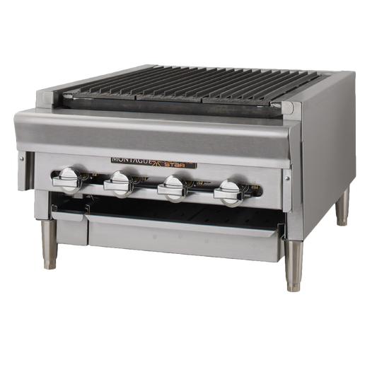 Montague Stainless Steel Front/Sides/Top Radiants Countertop Charcoal Broiler 24"