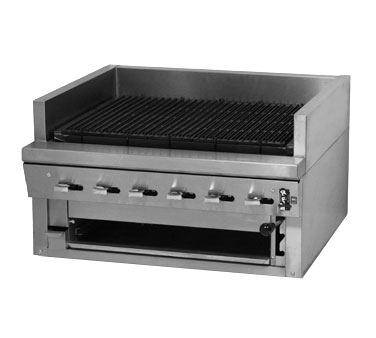 Montague Stainless Steel Free Standing Countertop Charcoal Broiler 24" with Ceramic Briquettes