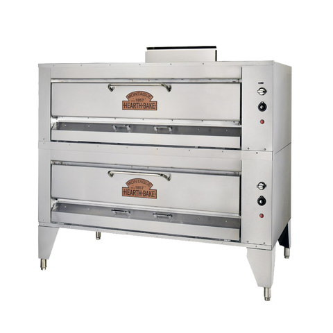 Montague Stainless Steel Double High Deck 62" Wide Gas Pizza Oven with (4) Burners