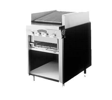 Montague Stainless Steel Heavy Duty 24" Wide Gas Range with Self-Cleaning Radiants and Open Cabinet Base