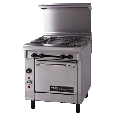 Montague Stainless Steel Heavy Duty 24" Wide Gas Restaurant Range with (2) Open Burners and Compact Oven Base