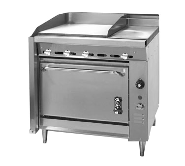 Montague Stainless Steel Heavy Duty 36" Wide Gas Range with Manual Control and Griddle and Hot Top