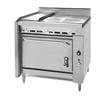 Montague Stainless Steel Heavy Duty 36" Wide Gas Range with Griddle and Manual Control and Even Heat Hot Tops