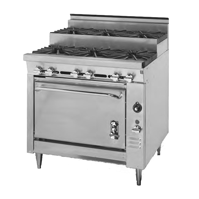 Montague Stainless Steel Heavy Duty 36" Wide Gas Range with Open Burners